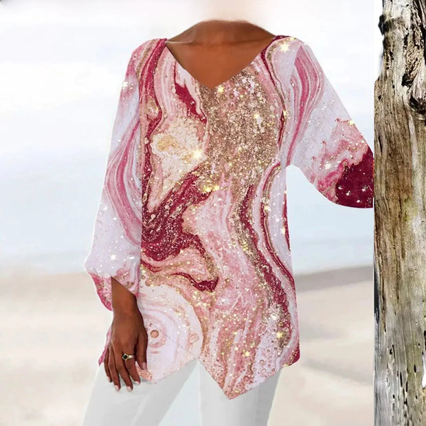 Top Avelina – Elegant with Print and V-Neck for Unmatched Comfort and Style-Cramta