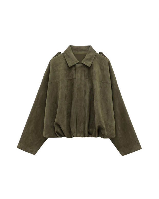 Sahara Suede Effect Bomber Jacket – Relaxed Fit with Tactile Fabric for Effortless Style