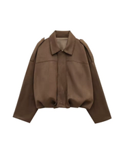 Sahara Suede Effect Bomber Jacket – Relaxed Fit with Tactile Fabric for Effortless Style