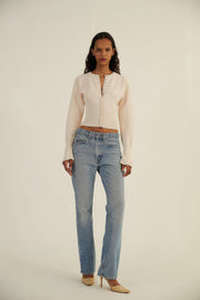 Sculpted Knit Cardigan with Ribbed Waist and Snap Buttons – Casual Chic Outerwear