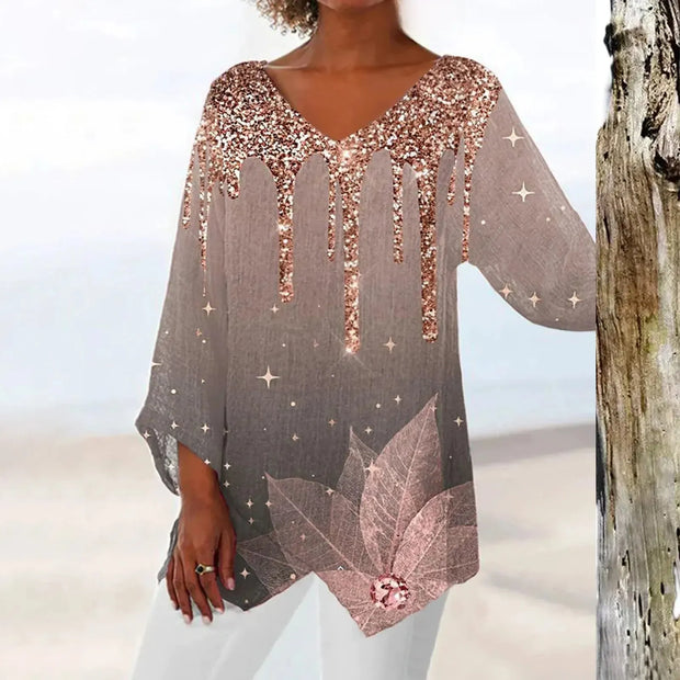 Top Avelina – Elegant with Print and V-Neck for Unmatched Comfort and Style-Cramta