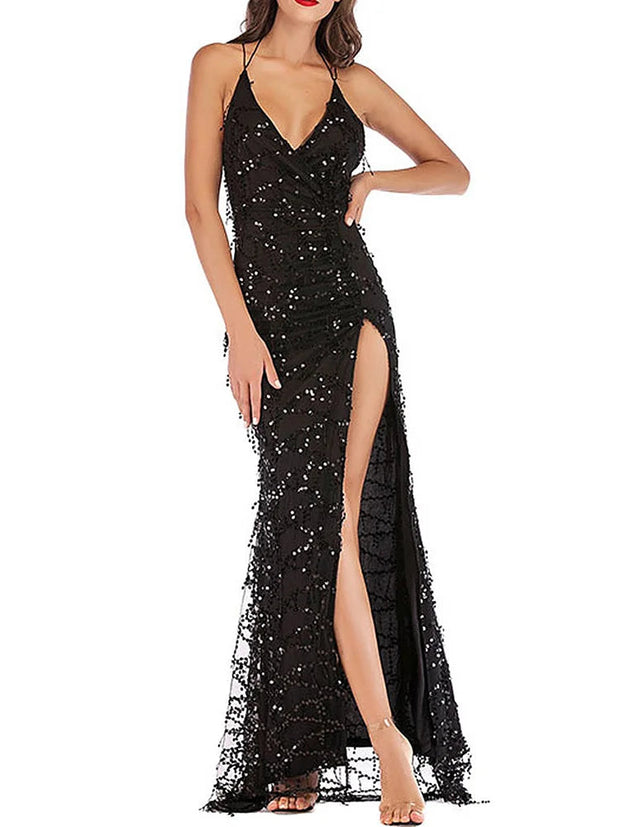 Sequined Irregular Cocktail Dress for Women – Elegant Party Dress with Unique Hemline, Available in S, M, L, XL-Cramta