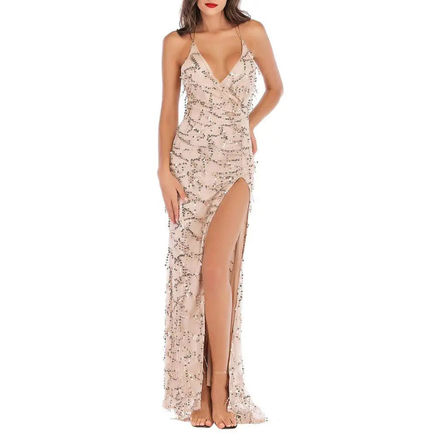 Sequined Irregular Cocktail Dress for Women – Elegant Party Dress with Unique Hemline, Available in S, M, L, XL-Cramta