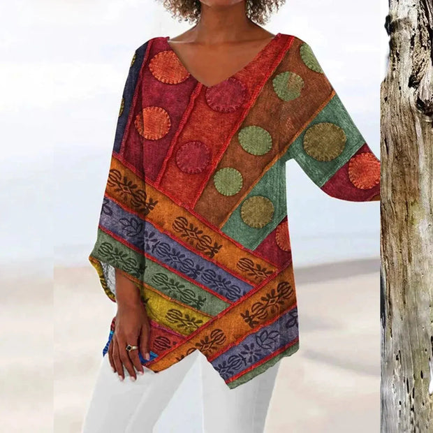 Top Avelina – Elegant with Print and V-Neck for Unmatched Comfort and Style-Cramta