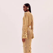 Shiny Sequin Maxi Dress for Women - Elegant Evening Wear with Slight Stretch-Cramta