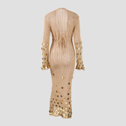 Shiny Sequin Maxi Dress for Women - Elegant Evening Wear with Slight Stretch-Cramta