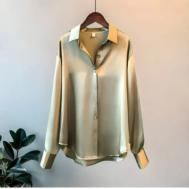 Silk White Blouse for Women - Elegant Long Sleeve Top for Professional and Special Occasions 1