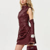 Skinny Vegan Leather Mini Dress with Gloves – Stylish and Trendy-Cramta