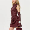 Skinny Vegan Leather Mini Dress with Gloves – Stylish and Trendy-Cramta