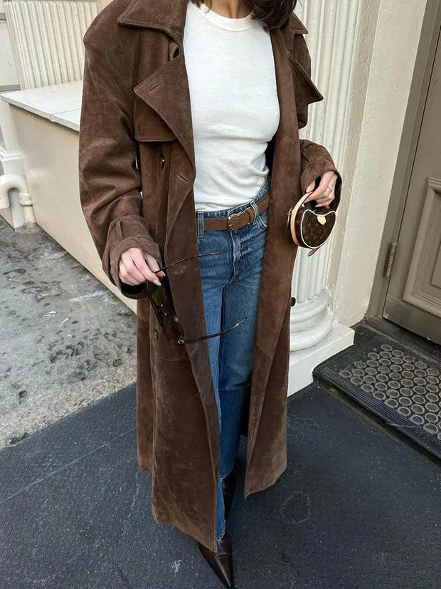 Ella suede trench coat - Classic sophistication with a touch of contemporary luxury-Cramta