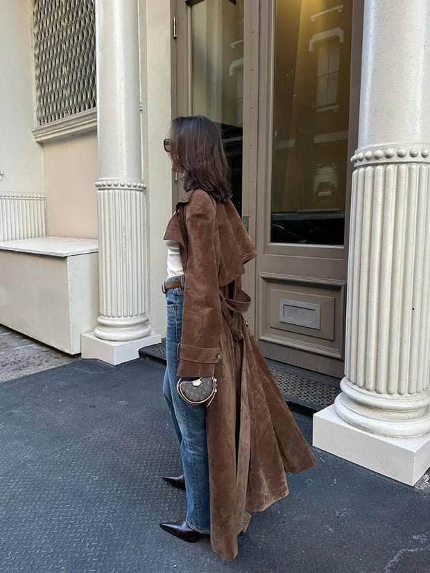 Ella suede trench coat - Classic sophistication with a touch of contemporary luxury-Cramta