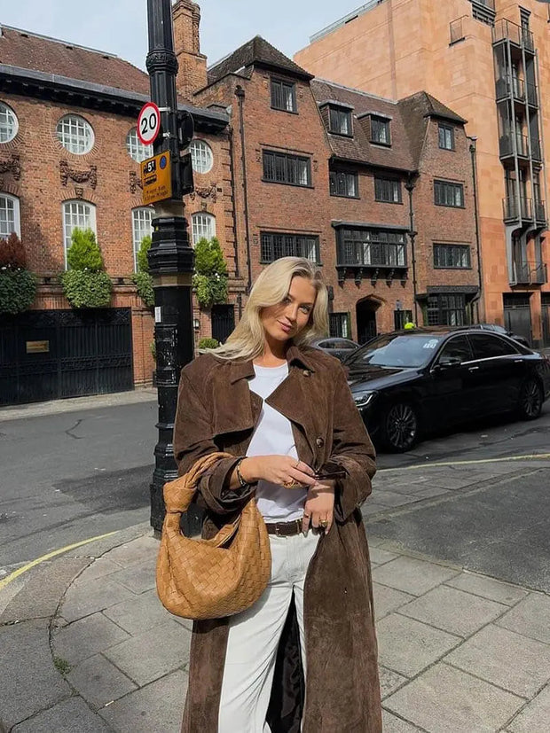 Ella suede trench coat - Classic sophistication with a touch of contemporary luxury-Cramta