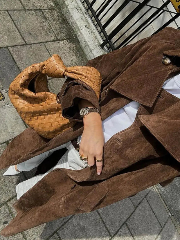 Ella suede trench coat - Classic sophistication with a touch of contemporary luxury-Cramta