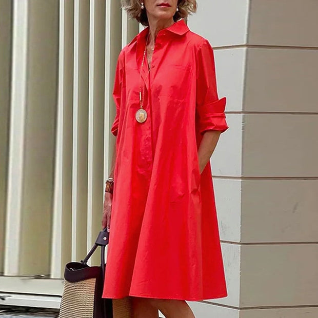 Solid Summer Dress for Women – Comfortable Polyester Casual Wear-Cramta