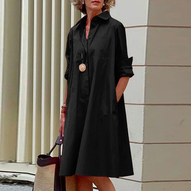 Solid Summer Dress for Women – Comfortable Polyester Casual Wear-Cramta
