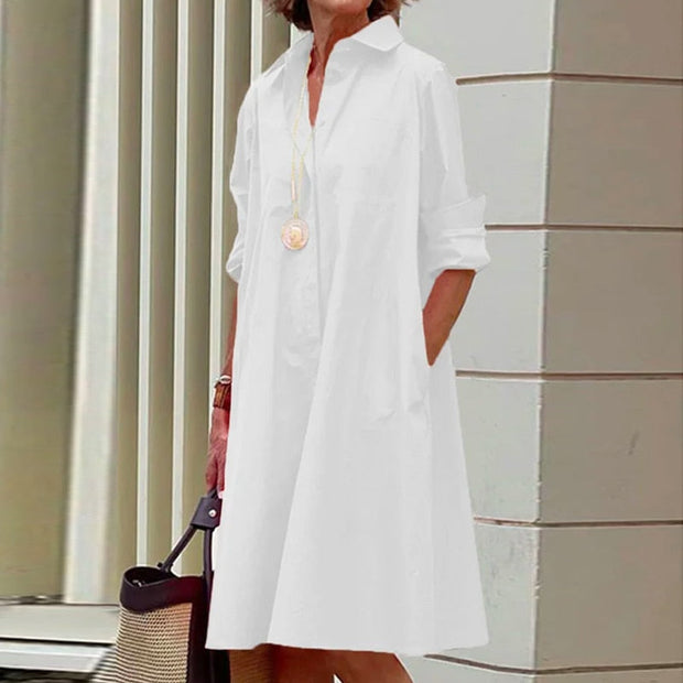 Solid Summer Dress for Women – Comfortable Polyester Casual Wear-Cramta