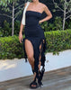 Strapless Ruffles Maxi Dress for Women – Ankle Length Long Dress in High-Quality Polyester, Perfect for Any Occasion-Cramta