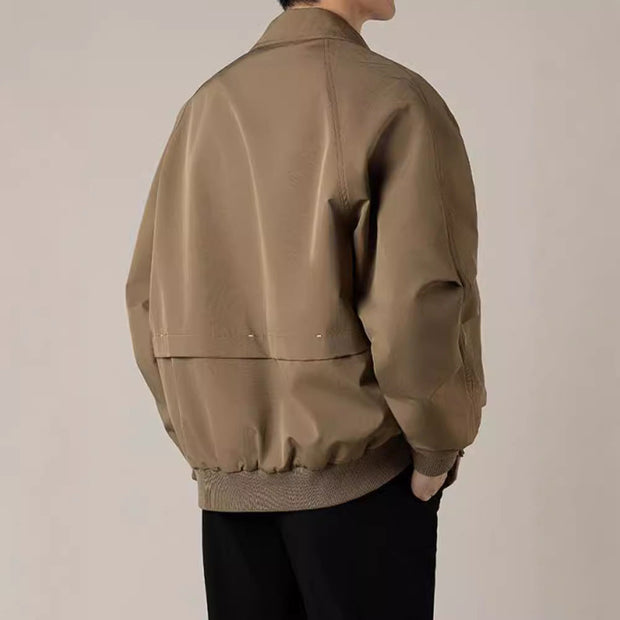 Structured Zip Jacket with Boxy Silhouette - Durable Fabric for Casual Wear, Minimalist Zip Front Design
