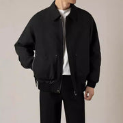 Structured Zip Jacket with Boxy Silhouette - Durable Fabric for Casual Wear, Minimalist Zip Front Design