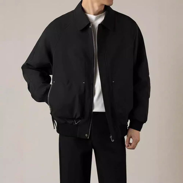 Structured Zip Jacket with Boxy Silhouette - Durable Fabric for Casual Wear, Minimalist Zip Front Design