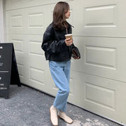 Stylish Faux Leather Jacket with Boxy Cut for Effortless Street-Chic Looks
