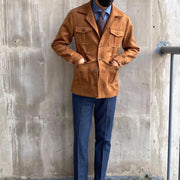 Stylish Harrington Field Jacket with Four Flap Pockets and Notch Collar – Suede-Like Fabric