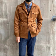 Stylish Harrington Field Jacket with Four Flap Pockets and Notch Collar – Suede-Like Fabric