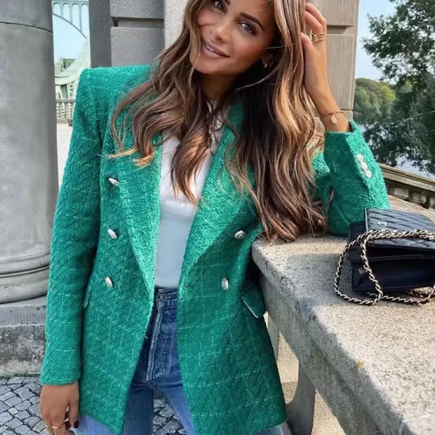 Tailored Long-Sleeve Notched Collar Blazer for Women – Versatile Day-to-Evening Wear, Structured Fit, Layering Friendly