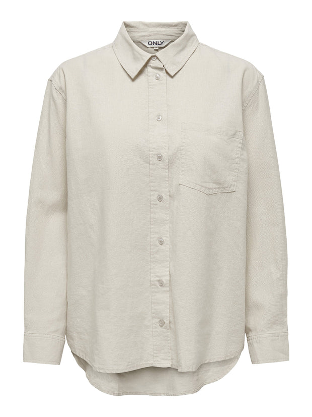 Taupe Linen Blouse for Women – Lightweight and Breathable Women's Top, Relaxed Fit, Casual Style