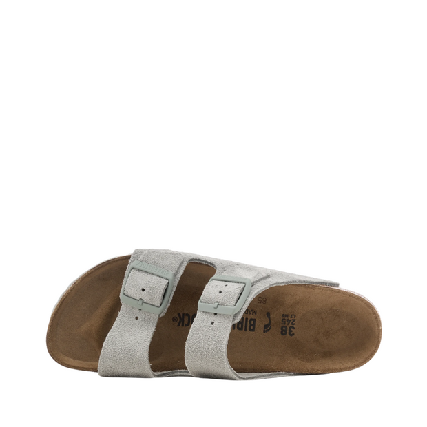 Unisex Arizona Suede Sandals in Pure Sage with Cork Sole – Adjustable Straps for Comfort and Style
