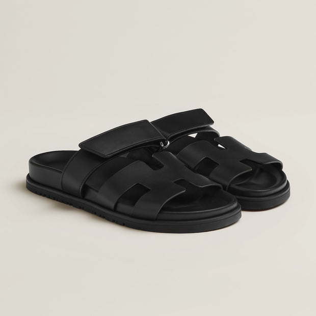 Unisex Luxury Sandals in Black - Comfortable PU Leather Footwear with Supportive Footbed, Sizes 35-45