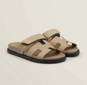 Unisex Luxury Sandals in Black - Comfortable PU Leather Footwear with Supportive Footbed, Sizes 35-45