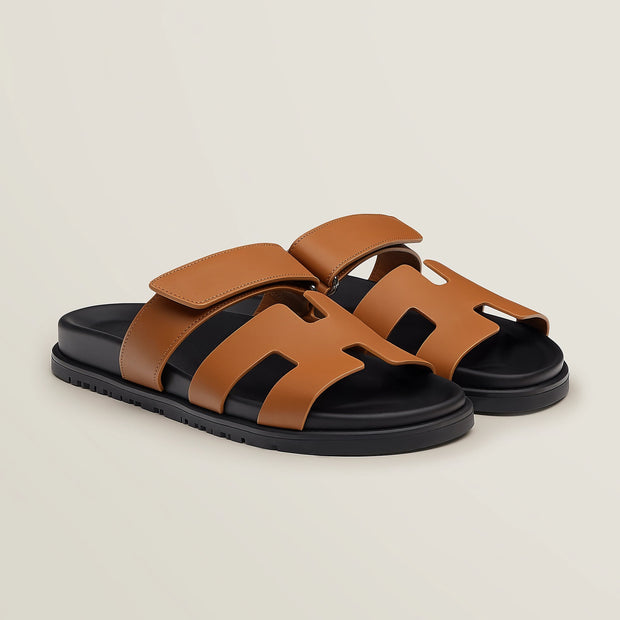 Unisex Luxury Sandals in Black - Comfortable PU Leather Footwear with Supportive Footbed, Sizes 35-45
