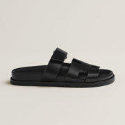 Unisex Luxury Sandals in Black - Comfortable PU Leather Footwear with Supportive Footbed, Sizes 35-45