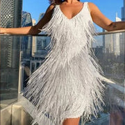 Zara Short Dress – Elegance and Fluidity with Fringe Details for an Unforgettable Look-Cramta