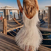 Zara Short Dress – Elegance and Fluidity with Fringe Details for an Unforgettable Look-Cramta
