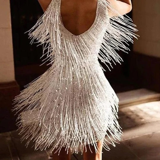 Zara Short Dress – Elegance and Fluidity with Fringe Details for an Unforgettable Look-Cramta