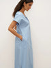 White A-Line Linen Dress with V-Neck and Side Pockets – Elegant Summer Dress for Women