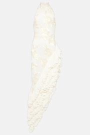 White Floral Appliqué Maxi Dress for Women – Elegant Sleeveless Formal Summer Dress, Size M