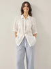 White Linen Button-Down Shirt for Men & Women - 100% Breathable Casual Top with Patch Pockets and Relaxed Fit
