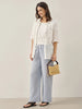 White Linen Button-Down Shirt for Men & Women - 100% Breathable Casual Top with Patch Pockets and Relaxed Fit
