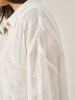 White Linen Button-Down Shirt for Men & Women - 100% Breathable Casual Top with Patch Pockets and Relaxed Fit