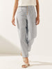White Linen Pants for Women – Tapered Leg, Button Fly Casual Trousers, Comfortable Fit