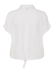 White Linen Tie Blouse for Women – Stylish Long Sleeve Summer Top