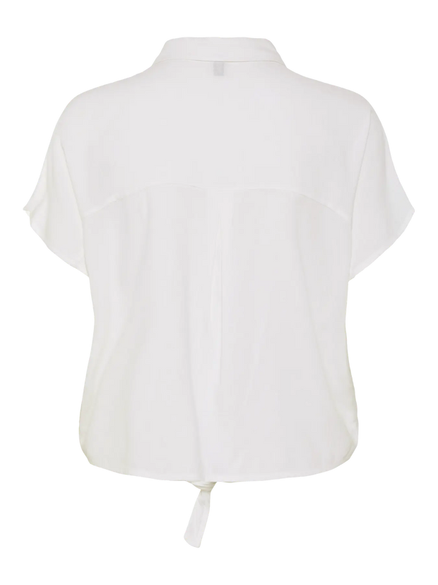 White Linen Tie Blouse for Women – Stylish Long Sleeve Summer Top