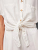 White Linen Tie Blouse for Women – Stylish Long Sleeve Summer Top