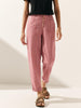 White Linen Trousers for Women - Comfortable Tapered Fit with Button Fly