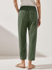 White Linen Trousers for Women - Comfortable Tapered Fit with Button Fly