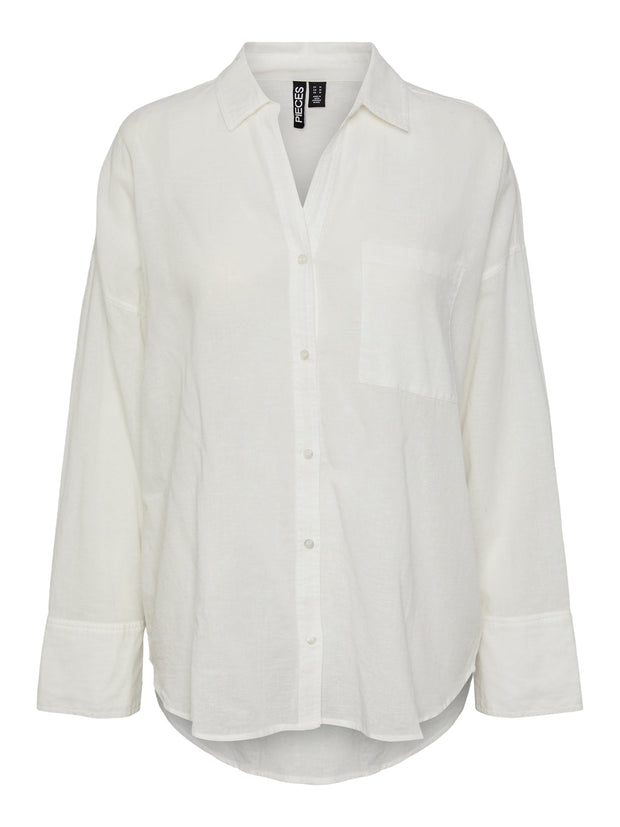 White Linen Women's Blouse – Lightweight Breathable Summer Top for Effortless Style