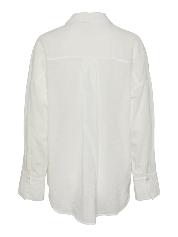 White Linen Women's Blouse – Lightweight Breathable Summer Top for Effortless Style